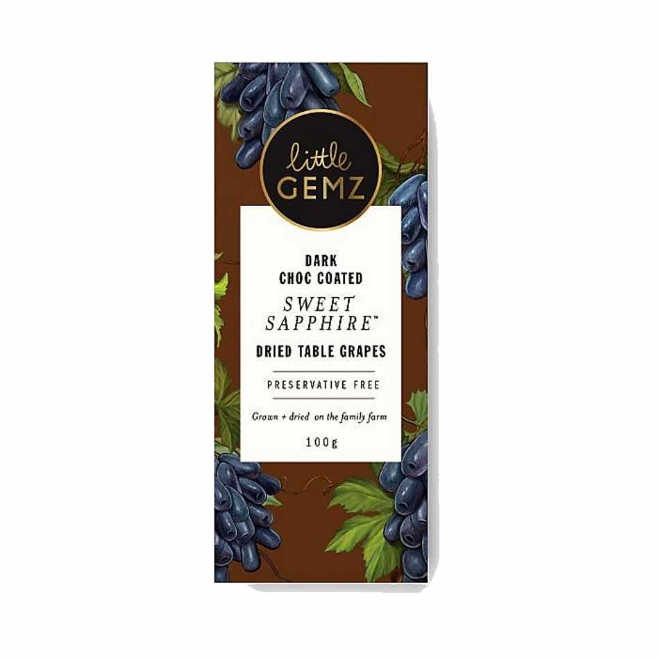Little Gemz Dark Choc Coated Sweet Sapphire Dried Table Grapes 100g