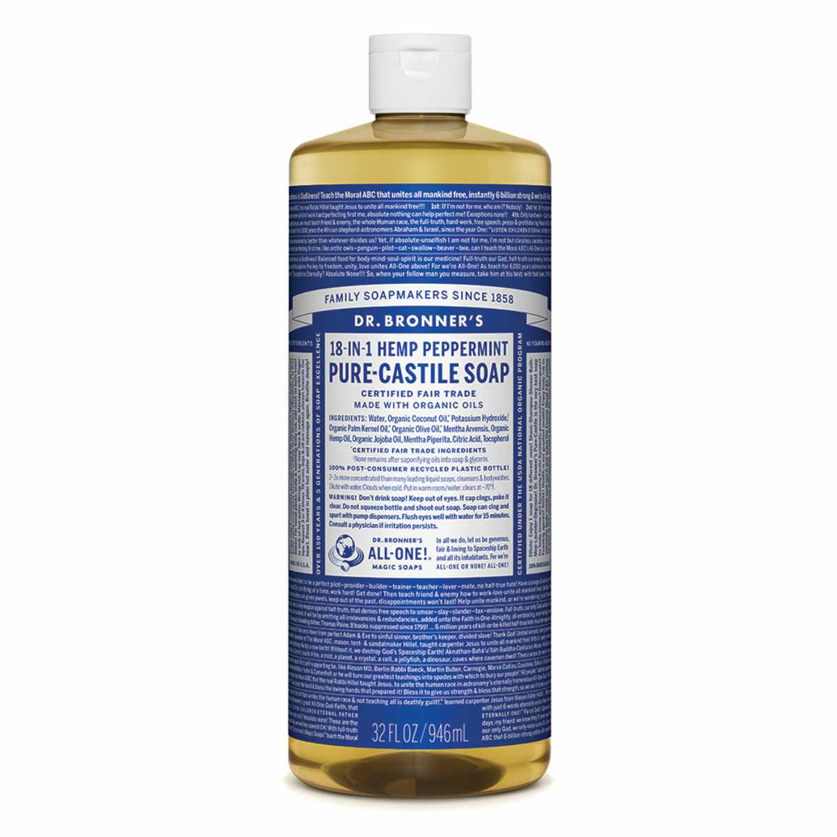 Dr. Bronner's Pure-Castile Liquid Soap (Peppermint)