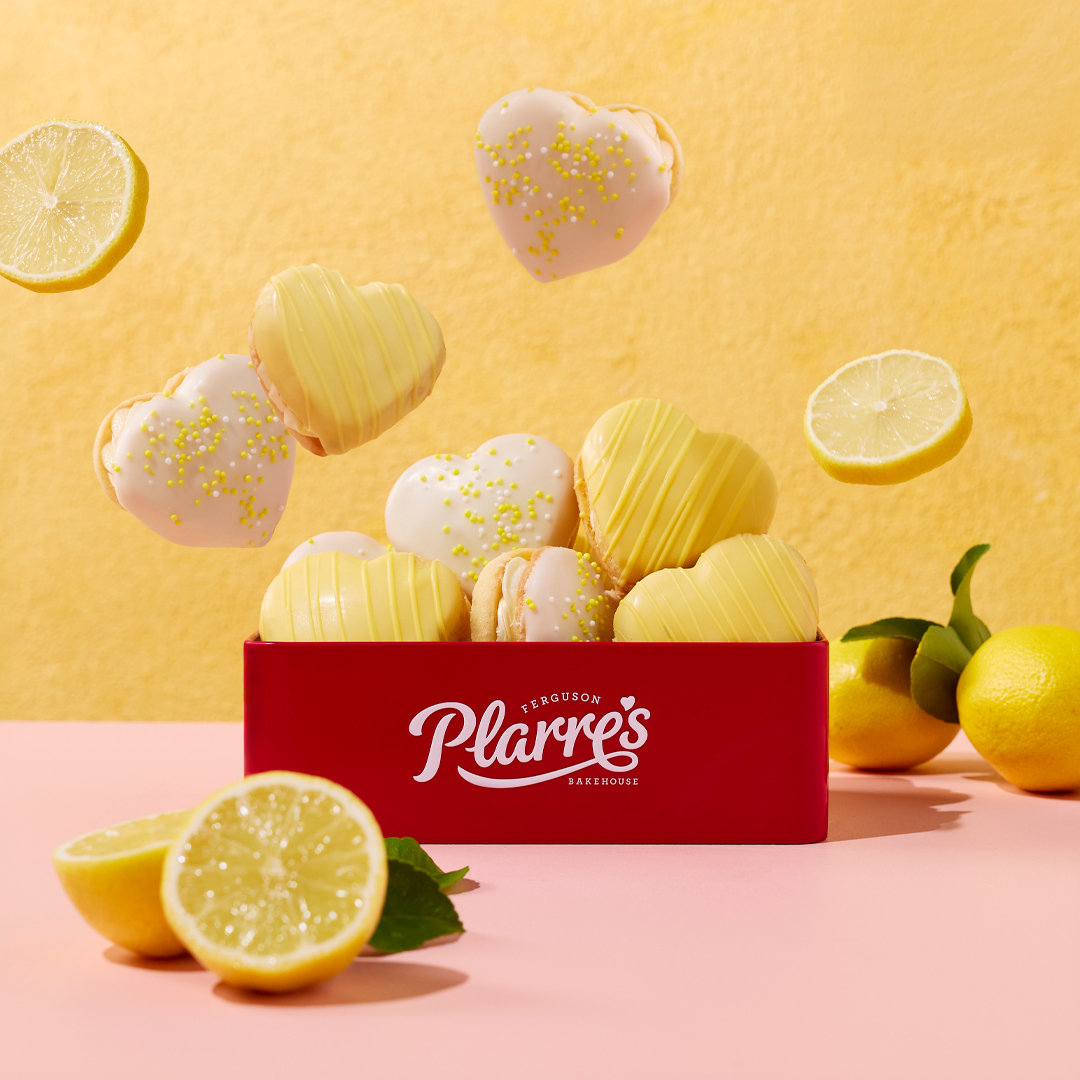 Lemon Love Heart YoYo Biscuits in Gift Tin