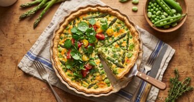 Spring Vegetable Quiche with Asparagus & Peas