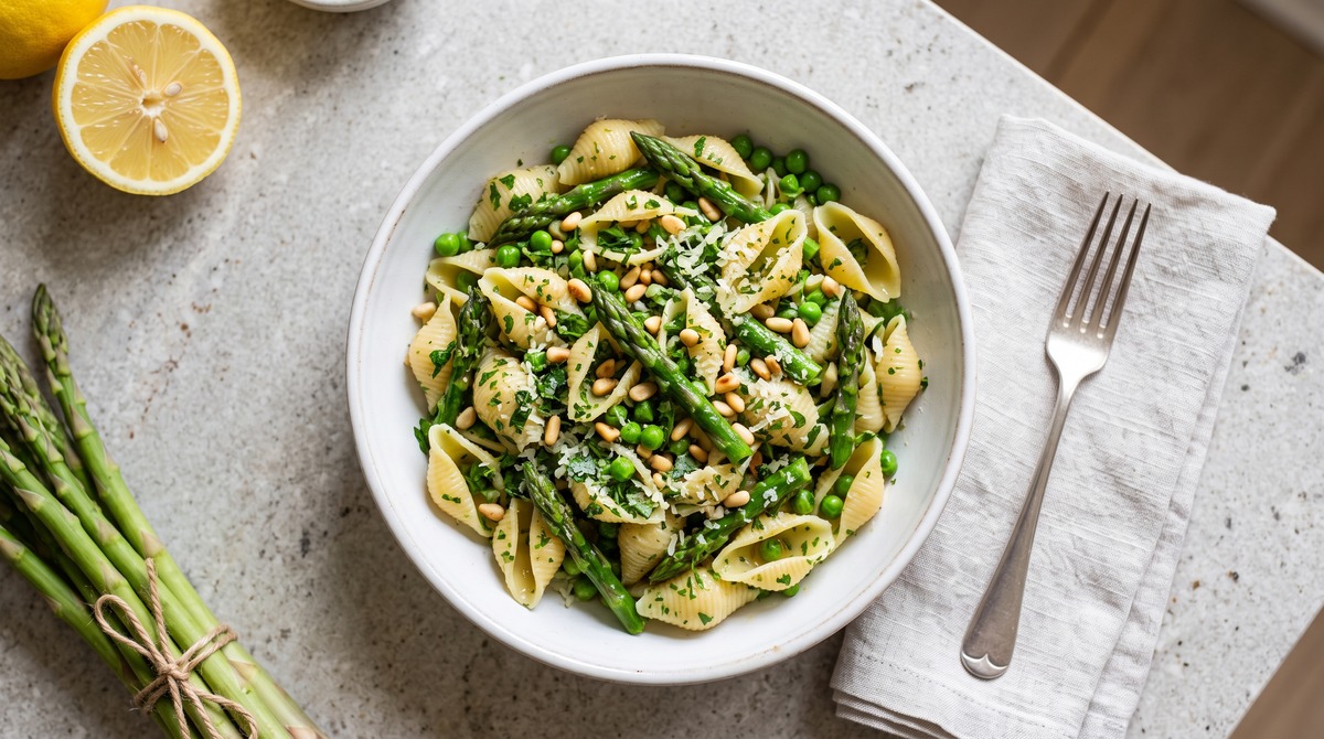 Asparagus Pasta with Peas, Lemon & Herbs