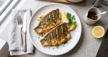 Crispy Skin Barramundi with Lemon Butter Sauce
